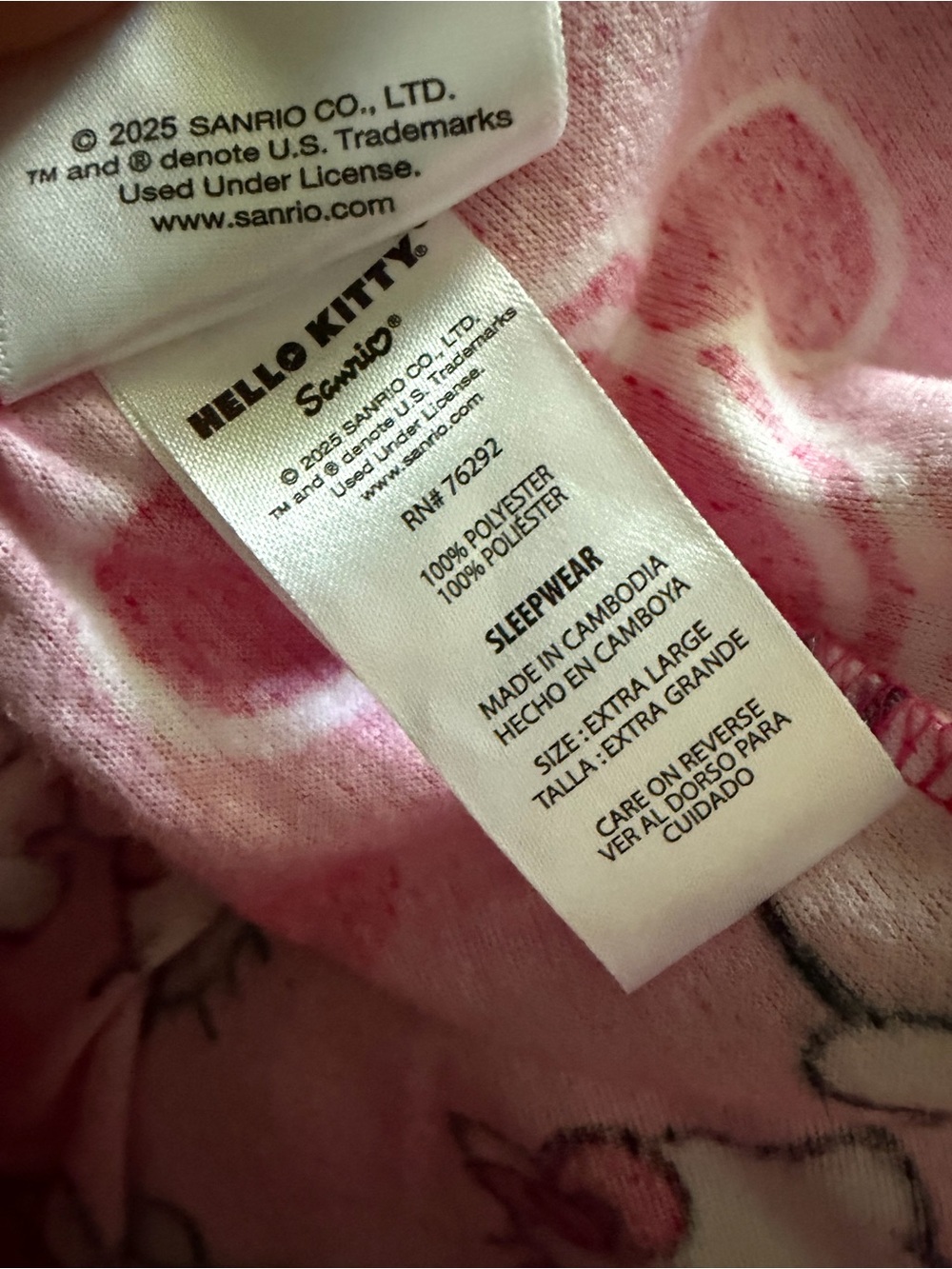 ⭐️2/$12 Women’s XL Hello Kitty Bright Pink Heart Pajama Bottoms NWT Sanrio - Picture 6 of 7